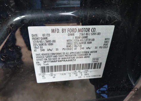 2023 Ford Maverick Lariat z USA, uszkodzony, nr VIN 3FTTW8F98PRA66872